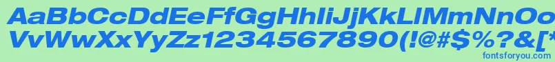 Heaveneticaextd8Hvyoblsh Font – Blue Fonts on Green Background