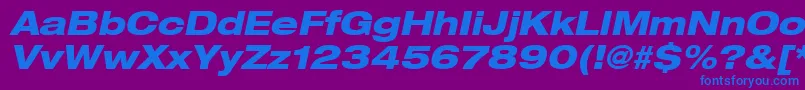 Шрифт Heaveneticaextd8Hvyoblsh – синие шрифты на фиолетовом фоне