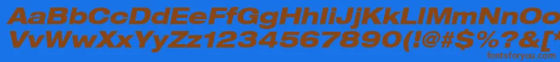Heaveneticaextd8Hvyoblsh Font – Brown Fonts on Blue Background