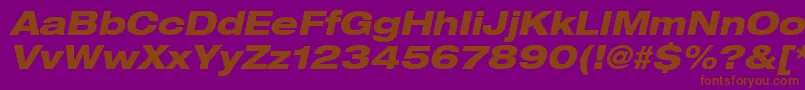 Heaveneticaextd8Hvyoblsh-Schriftart – Braune Schriften auf violettem Hintergrund