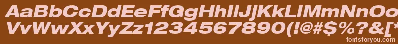 Heaveneticaextd8Hvyoblsh-fontti – vaaleanpunaiset fontit ruskealla taustalla