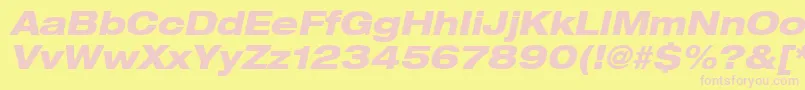 Шрифт Heaveneticaextd8Hvyoblsh – розовые шрифты на жёлтом фоне