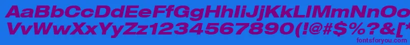Heaveneticaextd8Hvyoblsh-fontti – violetit fontit sinisellä taustalla