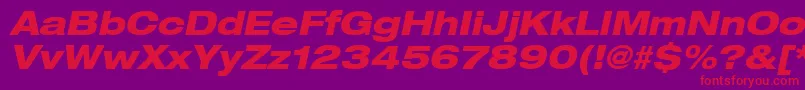 Heaveneticaextd8Hvyoblsh-fontti – punaiset fontit violetilla taustalla
