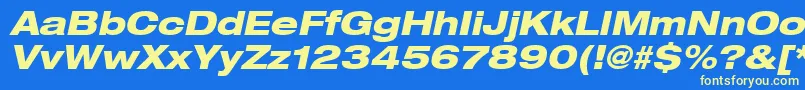 Heaveneticaextd8Hvyoblsh Font – Yellow Fonts on Blue Background