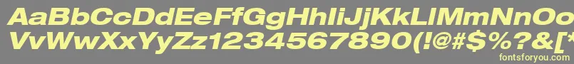 Heaveneticaextd8Hvyoblsh-fontti – keltaiset fontit harmaalla taustalla
