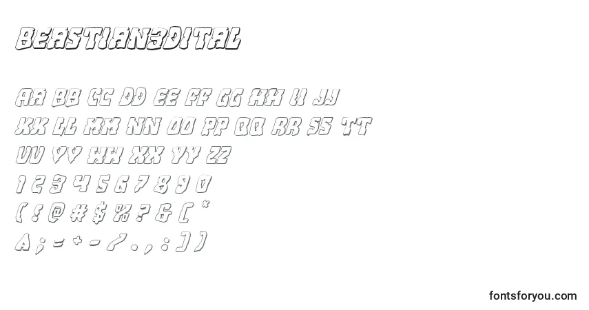 A fonte Beastian3Dital – alfabeto, números, caracteres especiais