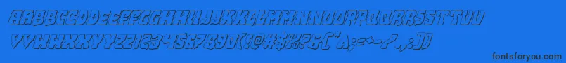 Beastian3Dital-Schriftart – Schwarze Schriften auf blauem Hintergrund
