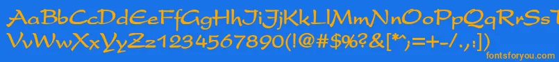 フォントSakuraBold – オレンジ色の文字が青い背景にあります。