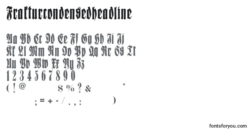 Schriftart Frakturcondensedheadline – Alphabet, Zahlen, spezielle Symbole