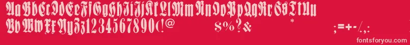 Czcionka Frakturcondensedheadline – różowe czcionki na czerwonym tle