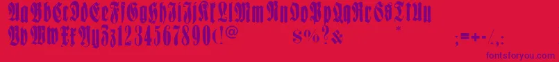 Frakturcondensedheadline-Schriftart – Violette Schriften auf rotem Hintergrund