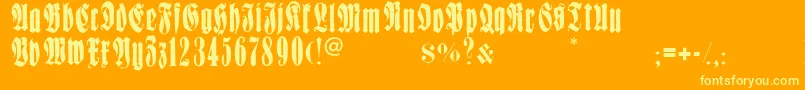 Czcionka Frakturcondensedheadline – żółte czcionki na pomarańczowym tle