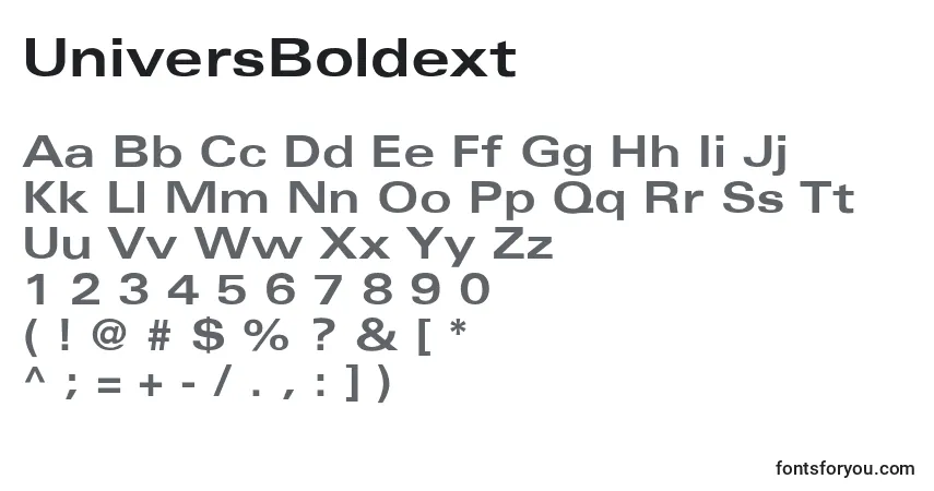 A fonte UniversBoldext – alfabeto, números, caracteres especiais