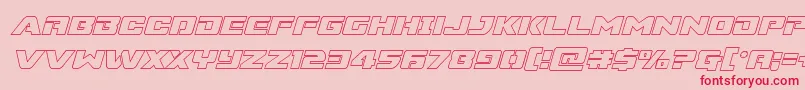 Supercommandooutital-Schriftart – Rote Schriften auf rosa Hintergrund