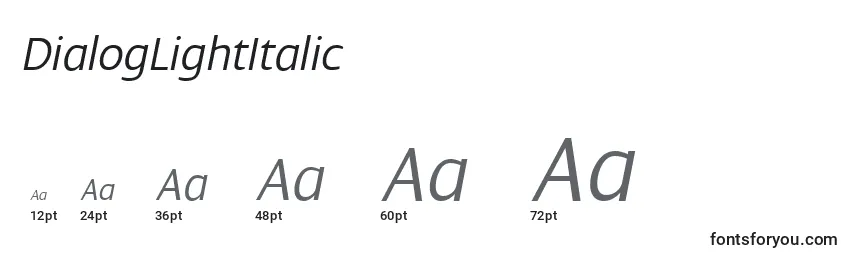 Размеры шрифта DialogLightItalic