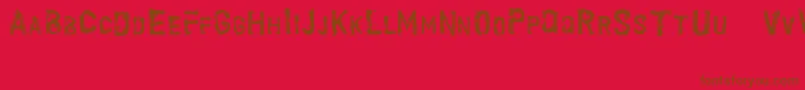 ScroongeNormal-Schriftart – Braune Schriften auf rotem Hintergrund