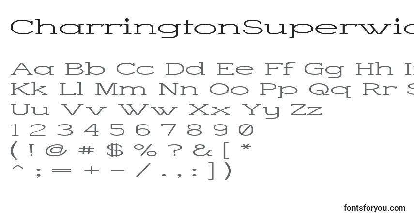 A fonte CharringtonSuperwide – alfabeto, números, caracteres especiais