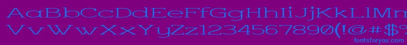 CharringtonSuperwide-Schriftart – Blaue Schriften auf violettem Hintergrund