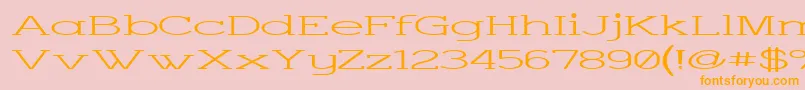 CharringtonSuperwide-Schriftart – Orangefarbene Schriften auf rosa Hintergrund