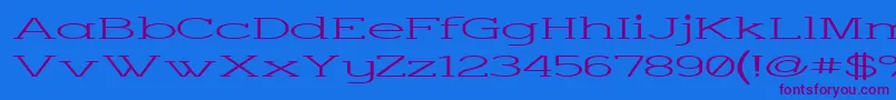 CharringtonSuperwide-Schriftart – Violette Schriften auf blauem Hintergrund