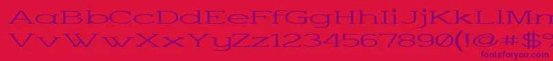 CharringtonSuperwide-Schriftart – Violette Schriften auf rotem Hintergrund