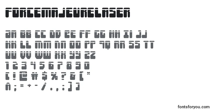 Czcionka Forcemajeurelaser – alfabet, cyfry, specjalne znaki