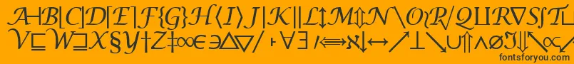 Machadomathsymbolssk-fontti – mustat fontit oranssilla taustalla