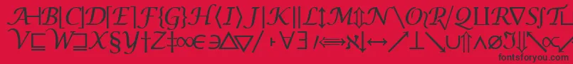 Fonte Machadomathsymbolssk – fontes pretas em um fundo vermelho