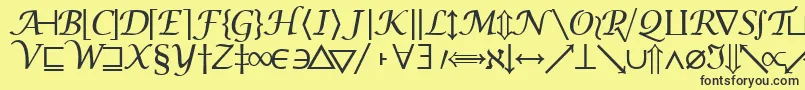 Machadomathsymbolssk-Schriftart – Schwarze Schriften auf gelbem Hintergrund