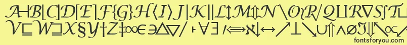 Czcionka Machadomathsymbolssk – czarne czcionki na żółtym tle