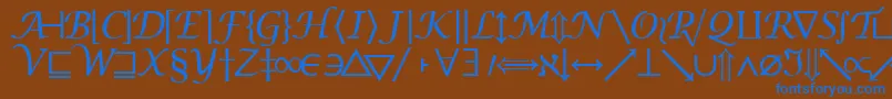 Machadomathsymbolssk-Schriftart – Blaue Schriften auf braunem Hintergrund
