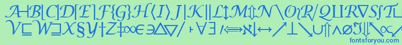 Machadomathsymbolssk-Schriftart – Blaue Schriften auf grünem Hintergrund
