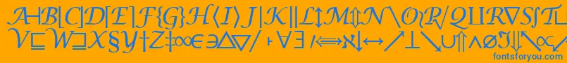 Fonte Machadomathsymbolssk – fontes azuis em um fundo laranja