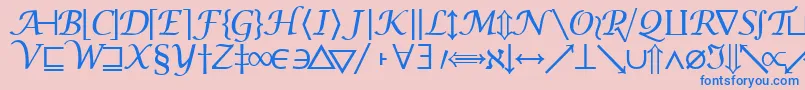 Machadomathsymbolssk-fontti – siniset fontit vaaleanpunaisella taustalla