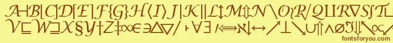 Machadomathsymbolssk-Schriftart – Braune Schriften auf gelbem Hintergrund
