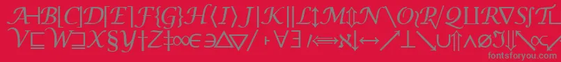 Machadomathsymbolssk-fontti – harmaat kirjasimet punaisella taustalla