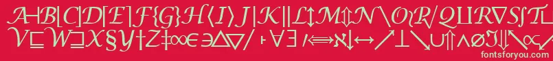 Machadomathsymbolssk-Schriftart – Grüne Schriften auf rotem Hintergrund