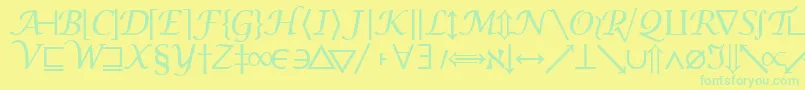 Machadomathsymbolssk-Schriftart – Grüne Schriften auf gelbem Hintergrund