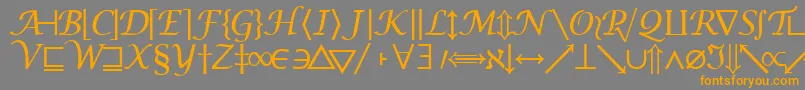Machadomathsymbolssk-fontti – oranssit fontit harmaalla taustalla