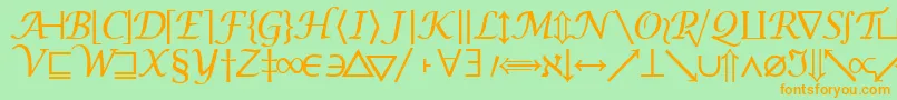 Machadomathsymbolssk-fontti – oranssit fontit vihreällä taustalla