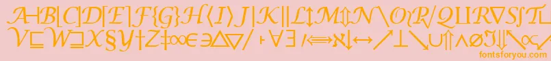 Machadomathsymbolssk-fontti – oranssit fontit vaaleanpunaisella taustalla