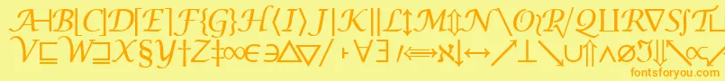 Machadomathsymbolssk-Schriftart – Orangefarbene Schriften auf gelbem Hintergrund