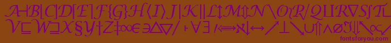 Machadomathsymbolssk-Schriftart – Violette Schriften auf braunem Hintergrund