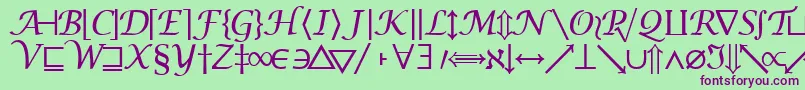 Machadomathsymbolssk-Schriftart – Violette Schriften auf grünem Hintergrund