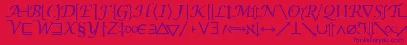 Machadomathsymbolssk-Schriftart – Violette Schriften auf rotem Hintergrund
