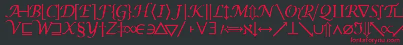 フォントMachadomathsymbolssk – 黒い背景に赤い文字