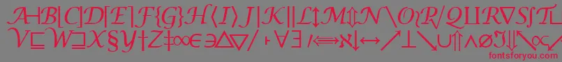 フォントMachadomathsymbolssk – 赤い文字の灰色の背景