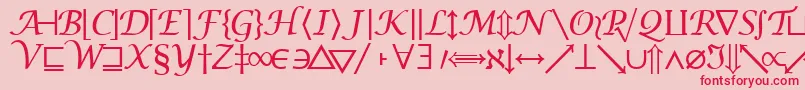 Fonte Machadomathsymbolssk – fontes vermelhas em um fundo rosa