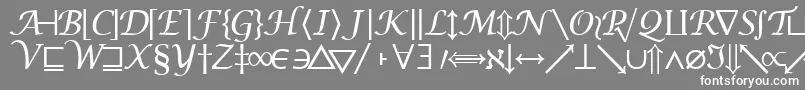 フォントMachadomathsymbolssk – 灰色の背景に白い文字
